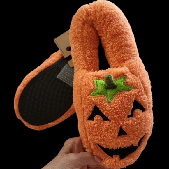 New DearfoamJack O Lantern  Face Plush Slippers Unisex W11-12 M9-10 Oran… - Picture 8 of 16